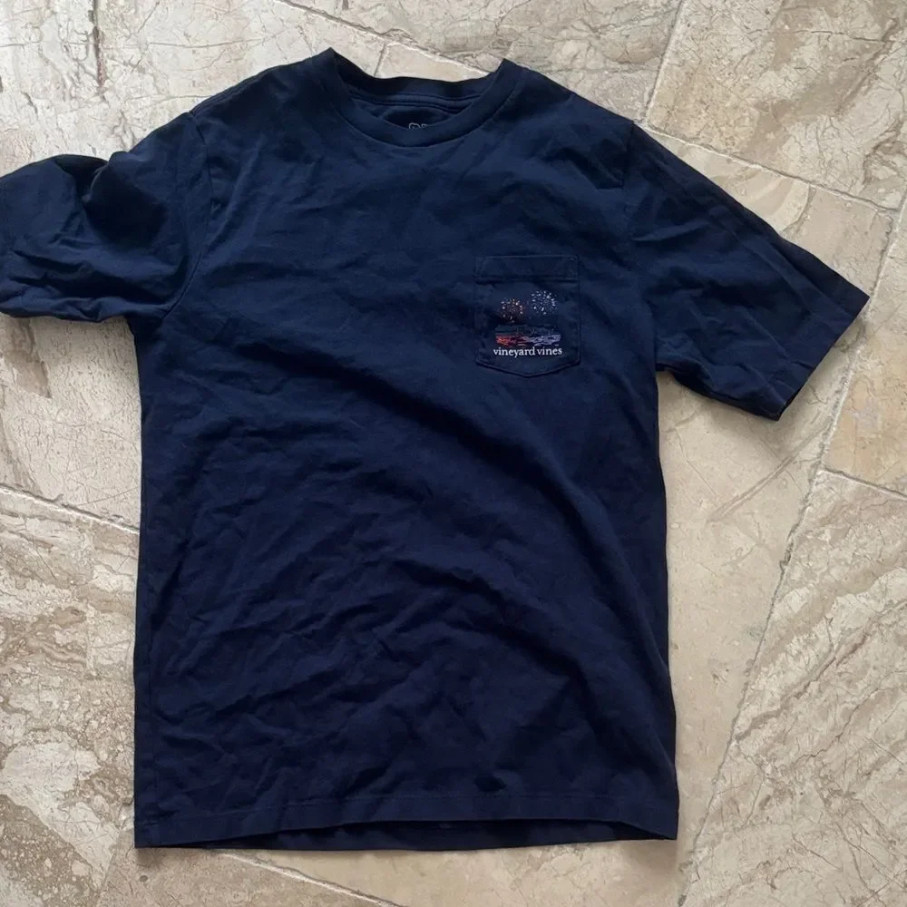 Vineyard Vines kids Fourth of July patriotic fireworks Dark Blue Tee